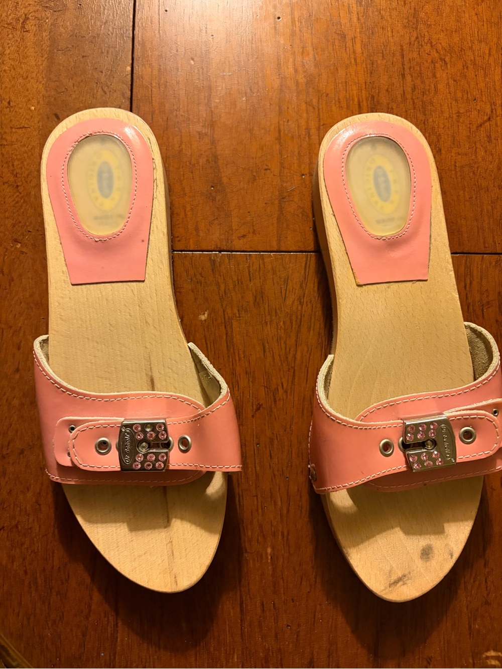 Women's Pink Slide Clogs with Embellished Buckle